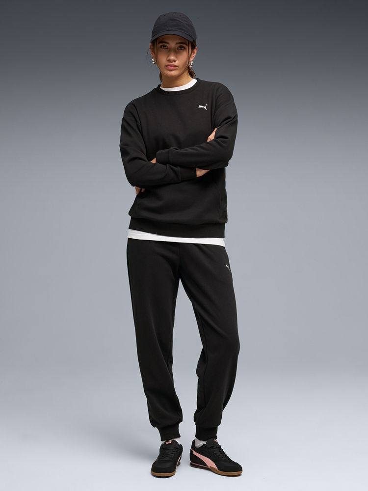 Puma Women Black Relaxed Sweatshirt & Joggers-image-2