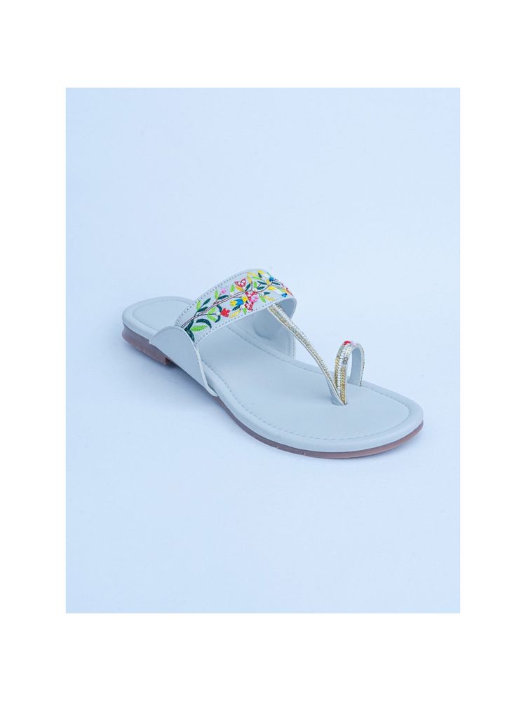NR BY NIDHI RATHI Embellished Grey Kolhapuris-picture-21
