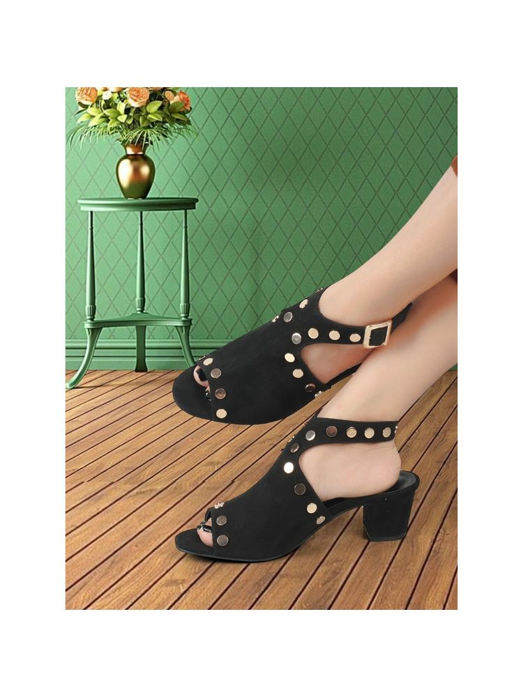 ELLE Black Embellished Women Peep Toe Sandals-picture-26