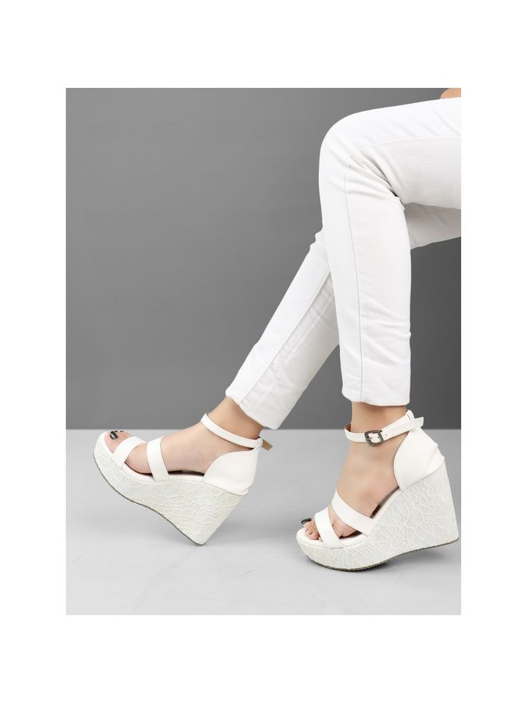 Iconics White Textured Women Wedge-picture-21