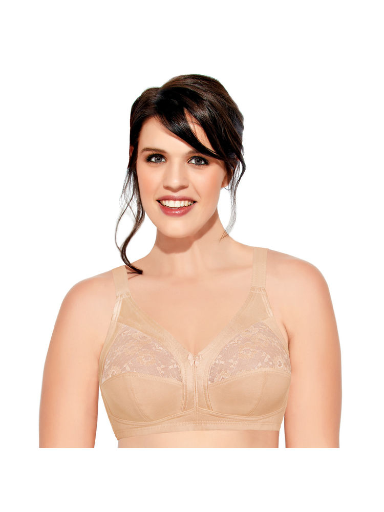Enamor A014 M-Frame Contouring Full Support Bra - Supima Cotton Non-Padded Wirefree - Skin