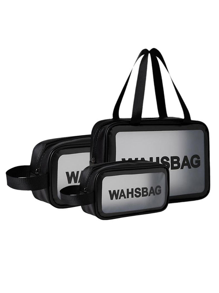 Allure Wash Bag - Pack Of 3 Washable Travel Bags (Black)-picture-25