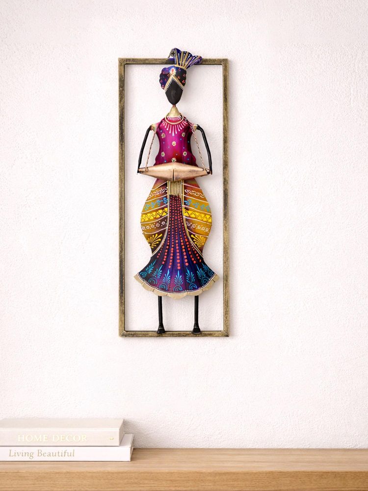 Golden Peacock Handcrafted Wall Mounted Dholak Playing Musician Figurine Sculpture Frame-picture-29