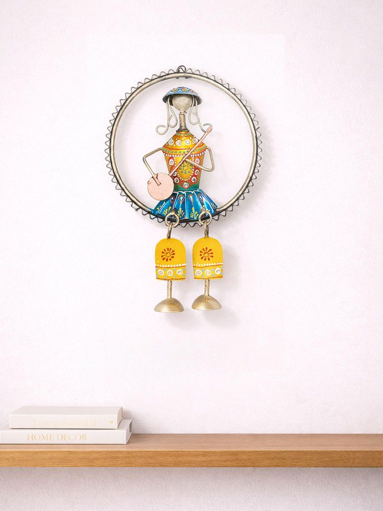 Golden Peacock Gold-Toned Hand painted Musician Doll Wall Decor-picture-28