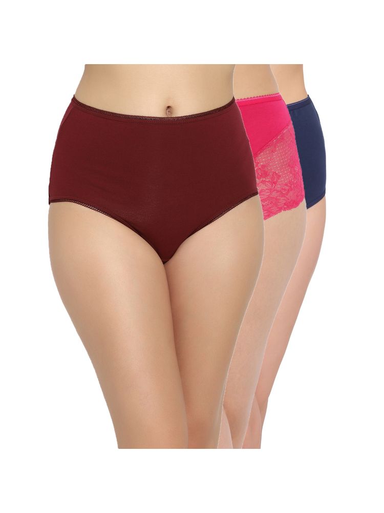 Clovia Cotton Spandex High Waist Outer Elastic Hipster Panty (Pack of 3)-picture-28
