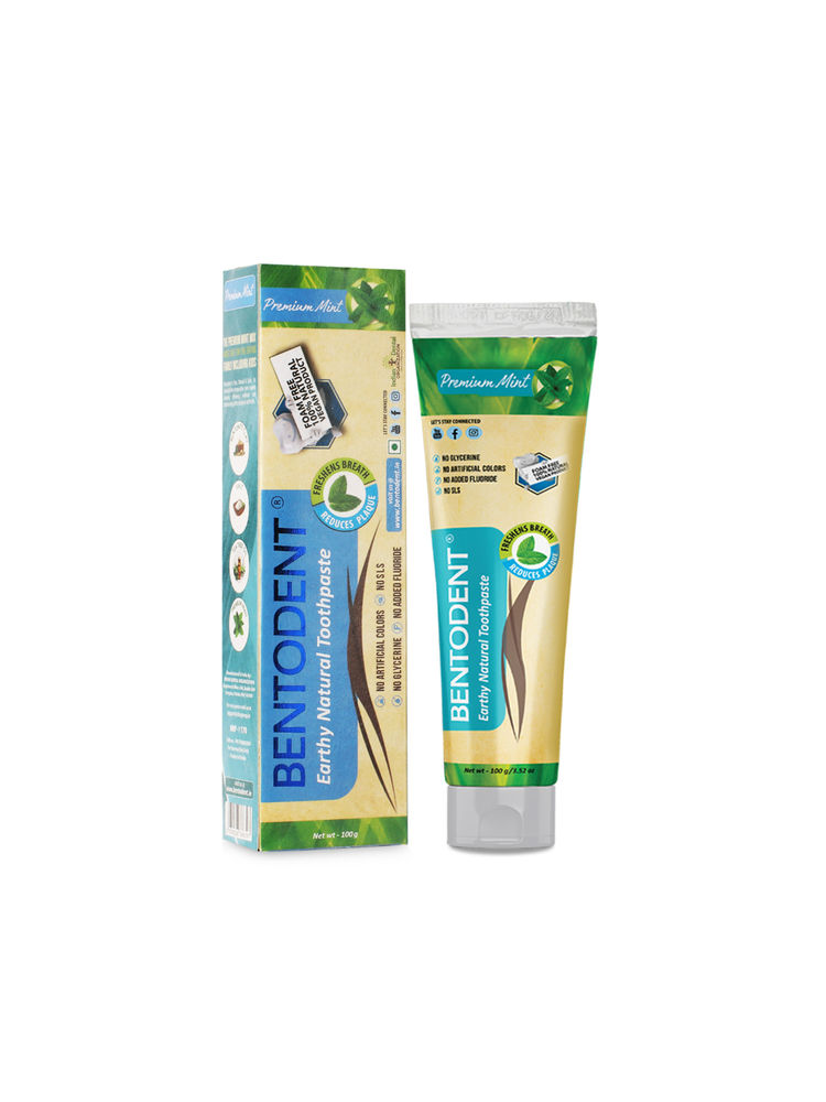 Bentodent Premium Mint Complete Care Toothpaste Natural,Vegan,SLS Free, Fluoride Free