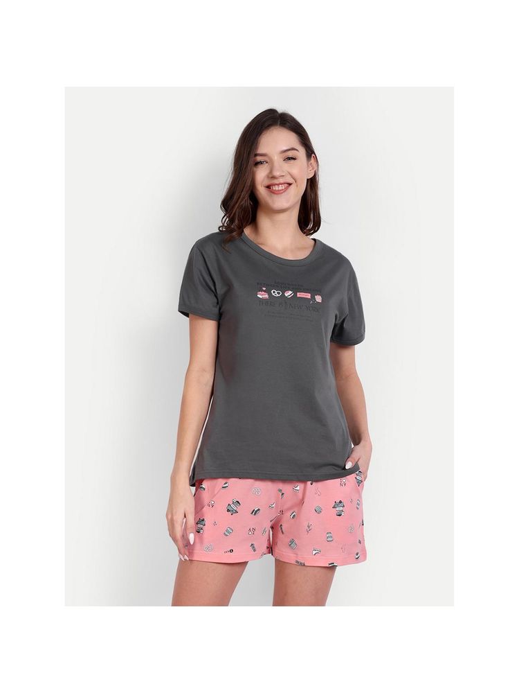 Bedtime Story Grey New York Night Shorts with T-Shirt-picture-19