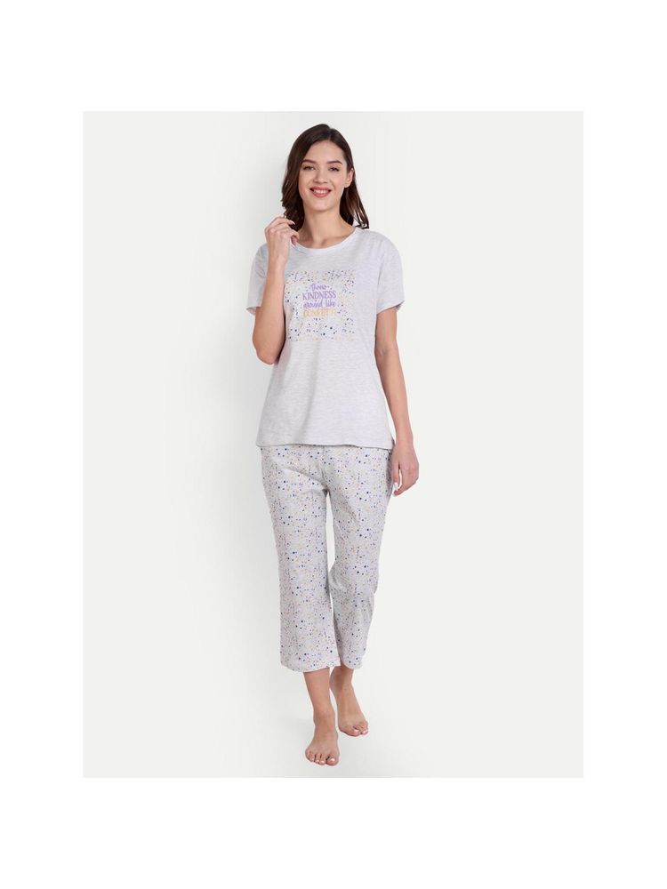Bedtime Story Grey Confetti Ecru T-Shirt with Capri-image-9
