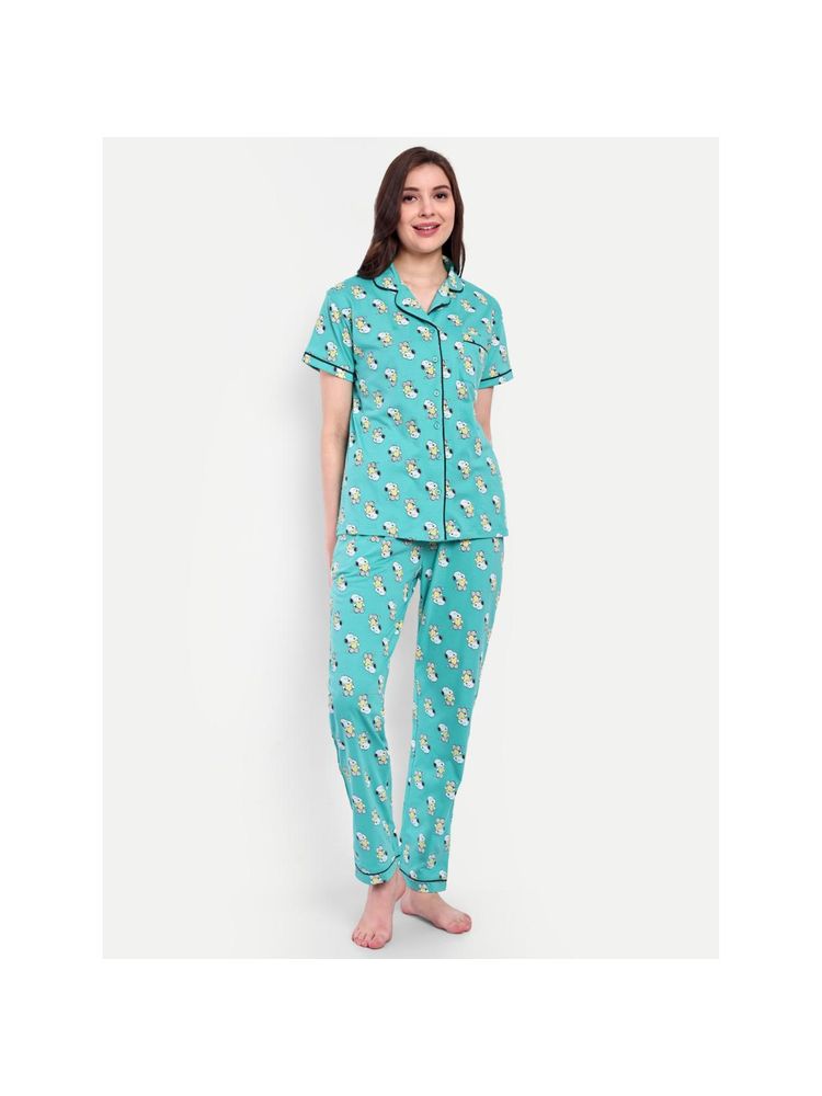 Bedtime Story Turquoise Peanut Sweet Dream Pant with Shirt-image-4