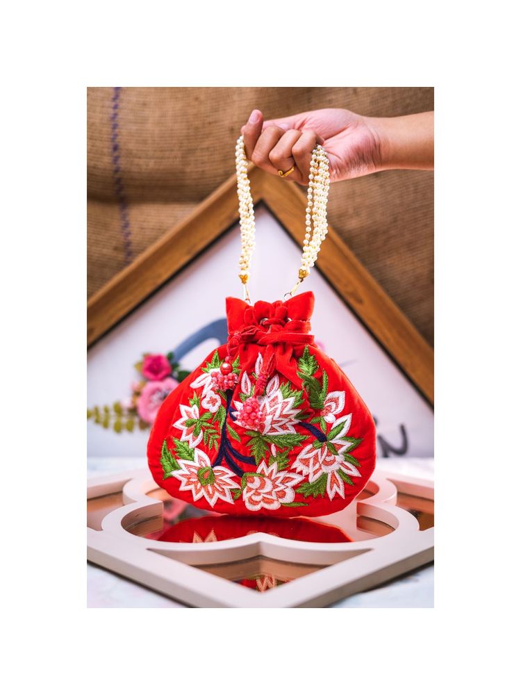 NR BY NIDHI RATHI Red Embroidered Potli Bag-picture-26