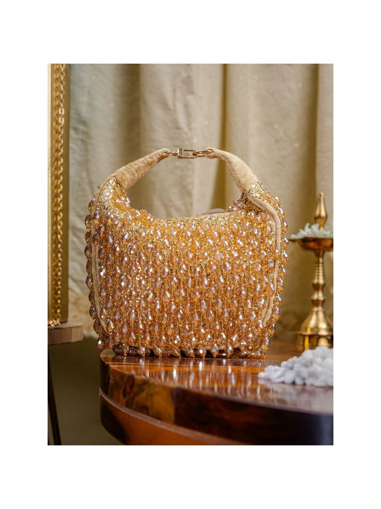 NR BY NIDHI RATHI Womens Gold Pearl Embellished Purse Clutch-picture-15
