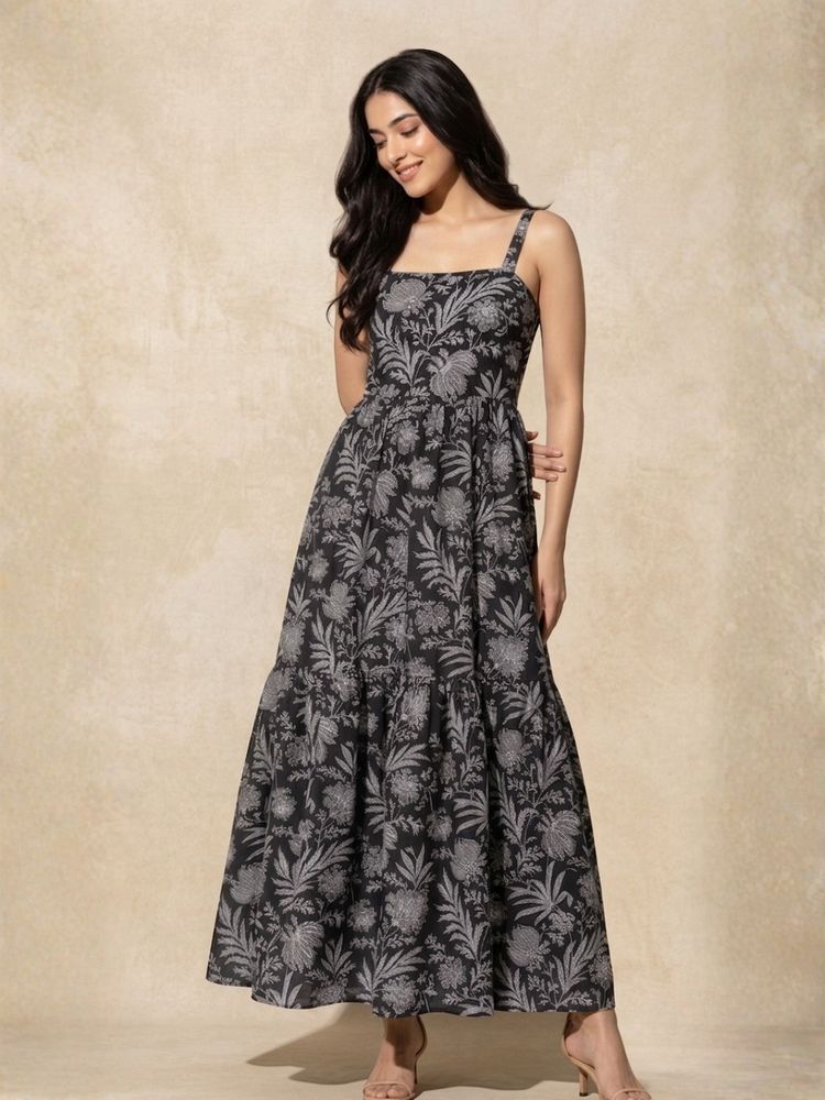 WomanLikeU Black Floral Printed Dress-picture-38