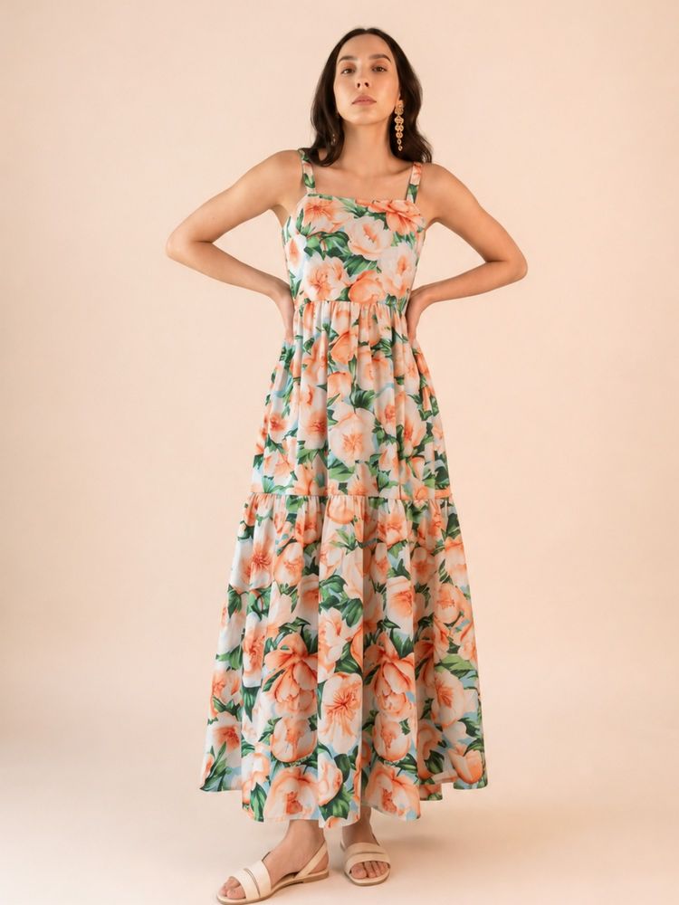 WomanLikeU Peach Floral Dress-picture-26