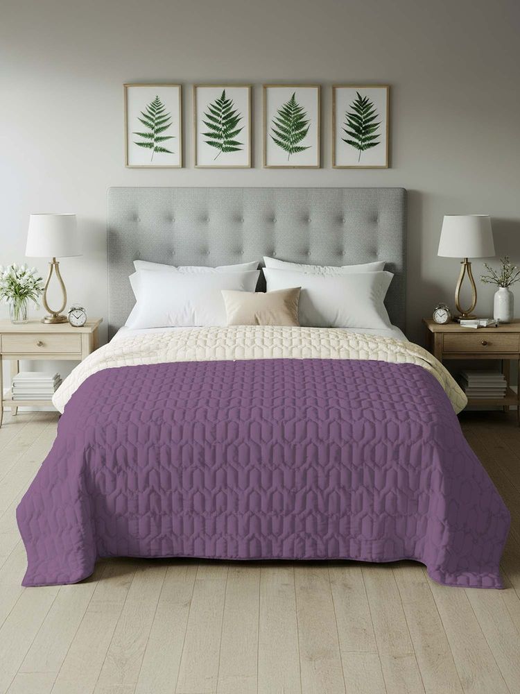 Urban Space Quilted 200 GSM Reversible Winter Comforter, Bed, Plum & Pearl-picture-13