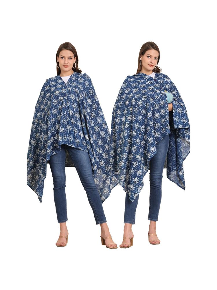 Secret Wish Blue Floral Cotton Nursing Cover-image-39