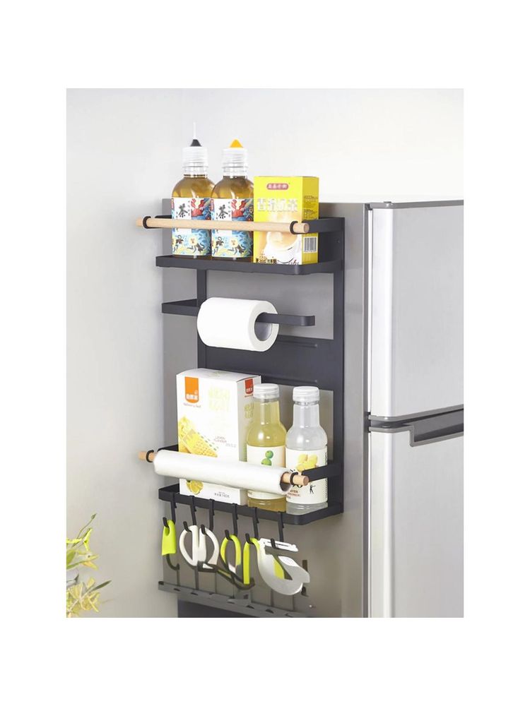 UMAI Magnetic Kitchen Shelf Organiser, Black-image-3