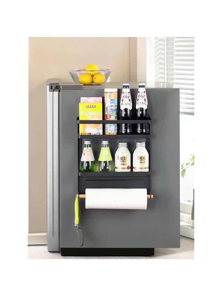UMAI Kitchen Magnetic Rack Two Layer with Kitchen Roll Dispenser, Black-picture-32