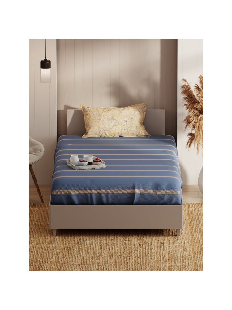 KOPA Single Bedsheet With Pillow Cover(Bio-Soft Cotton Feel) Geometric-Denim Blue-picture-15