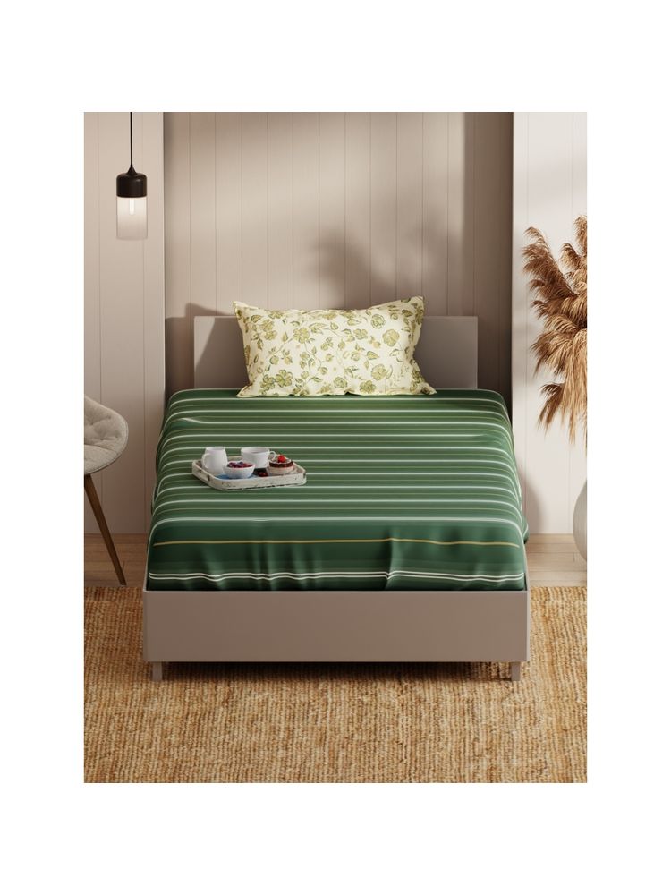 KOPA Single Bedsheet With Pillow Cover(Bio-Soft Feel) Geometric-Green/Yellow-image-4