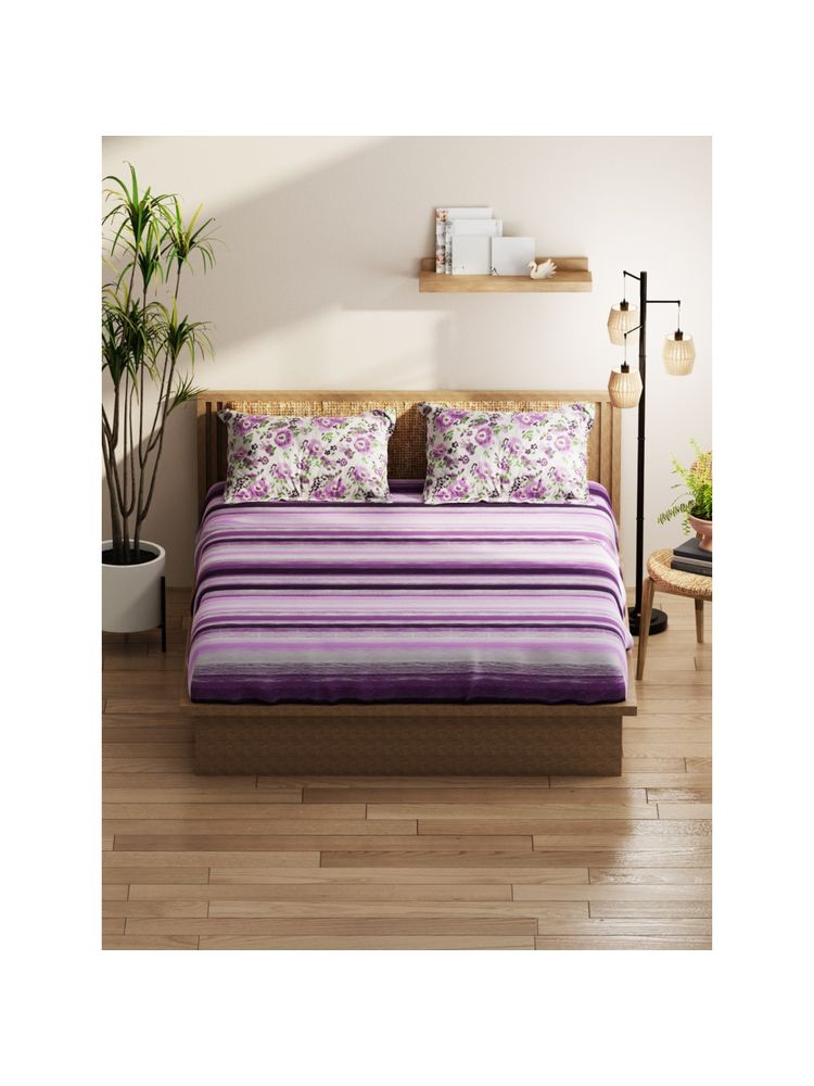 KOPA Double Bedsheet With Pillow Covers (Classic Cotton Feel) Geometric-Purple (Queen)-picture-26