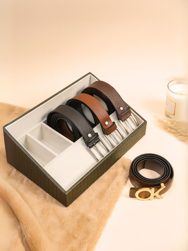 La Trove 5 Slot Green Leather Taper Tray Belt Organizer-picture-40