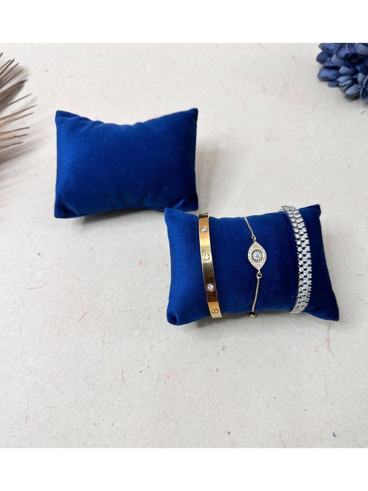 La Trove Luxury Blue Velvet Watch Organizer Pillows - Pack of 2-picture-20