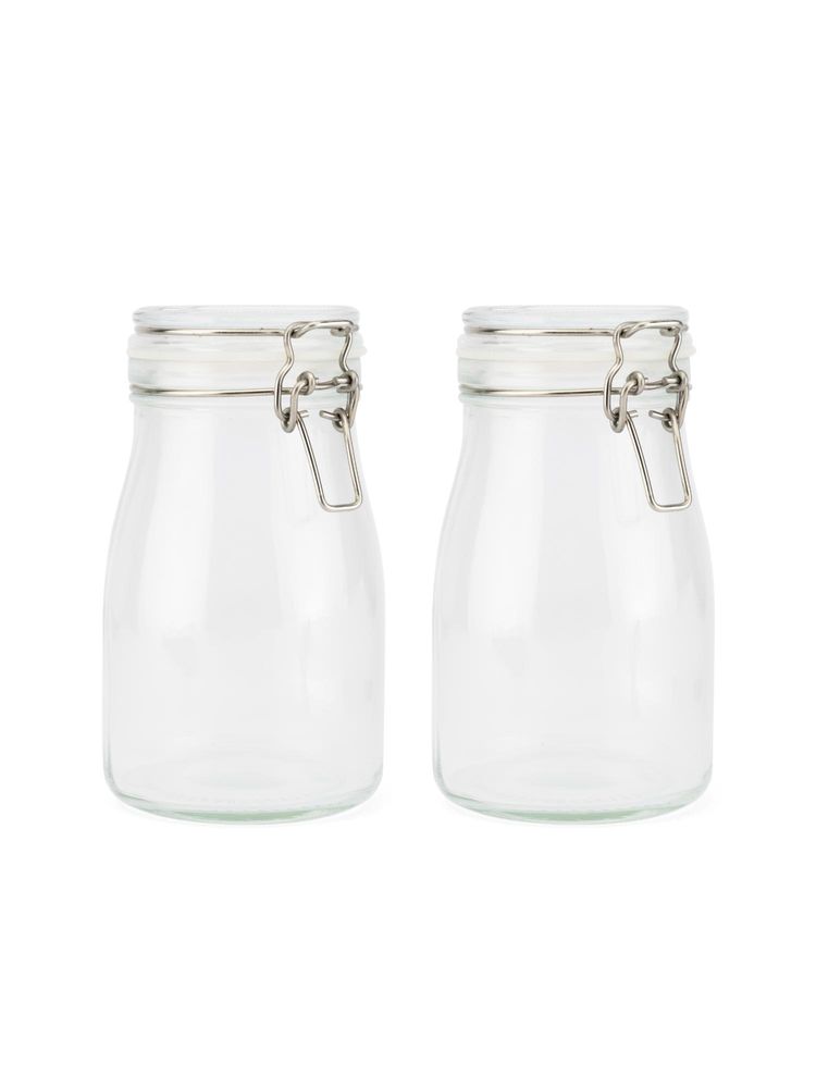 NATURALLY YOURS Pantry Storage Elegant Round Glass Jars with Airtight Clip Lids - 400ml (Pack of 2)-image-41