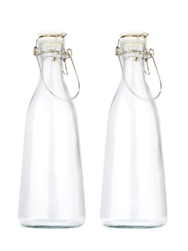 NATURALLY YOURS 1000ml Glass Bottle with Ceramic Lid Round Airtight Storage (Pack of 2)-image-6