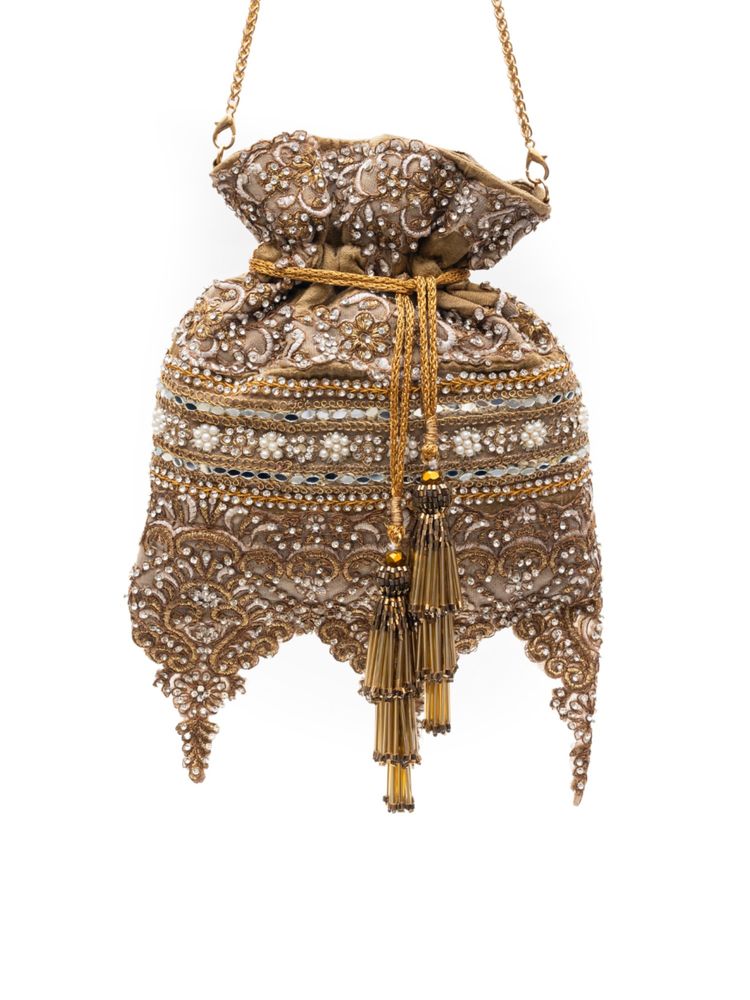 SG By Sonia Gulrajani Ratna Gold Embellished Drawstring Potlis-picture-21