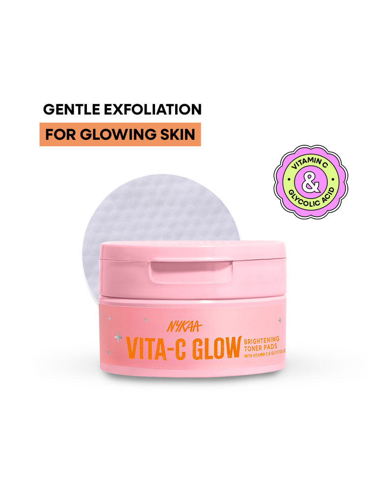 Nykaa Skin Vita-C Glow Brightening Toner Pads-Glycolic Acid & Vitamin C For Glow & Exfoliation