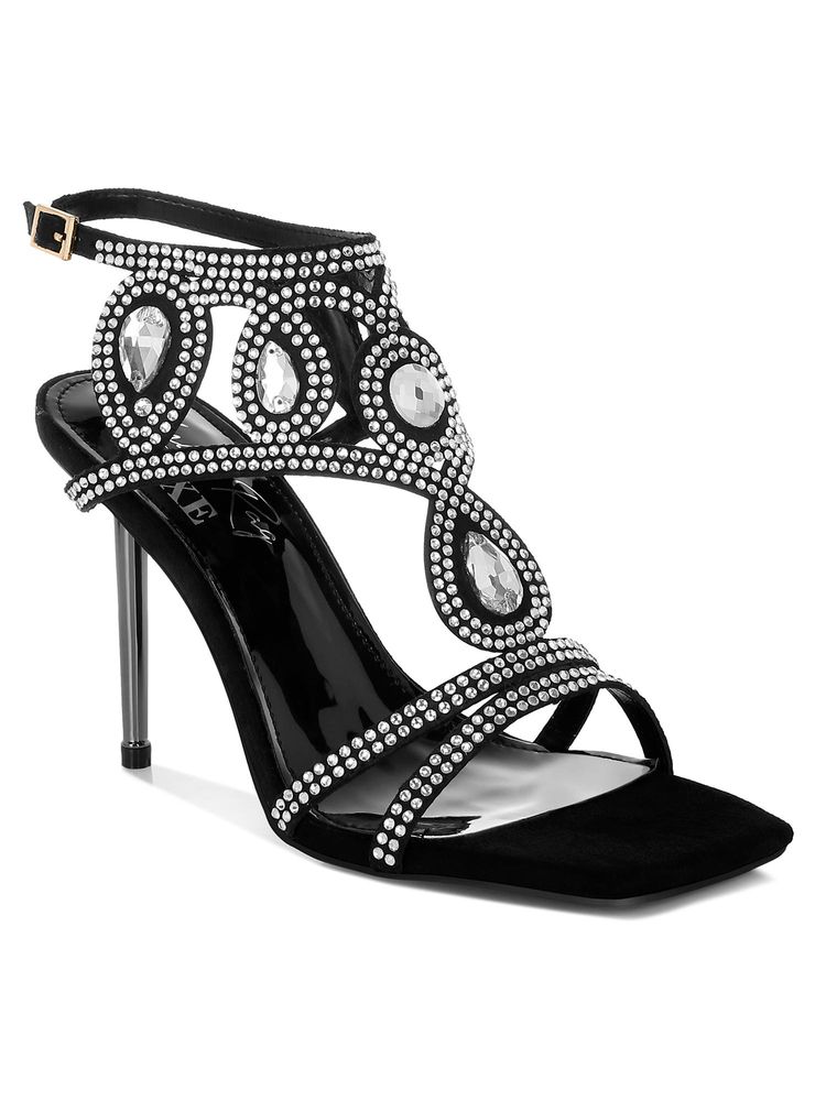 London Rag Women Black Diamante & Rhinestones Stiletto Sandal Heels-image-33