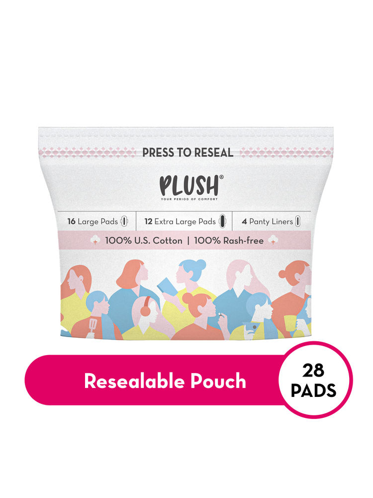 Plush Ultra-Thin Sanitary Pads For Women 28 Pcs PAD + 4 Liners (16L+ 12XL+ 4 Free Liners) Super Saver Pack-image-20