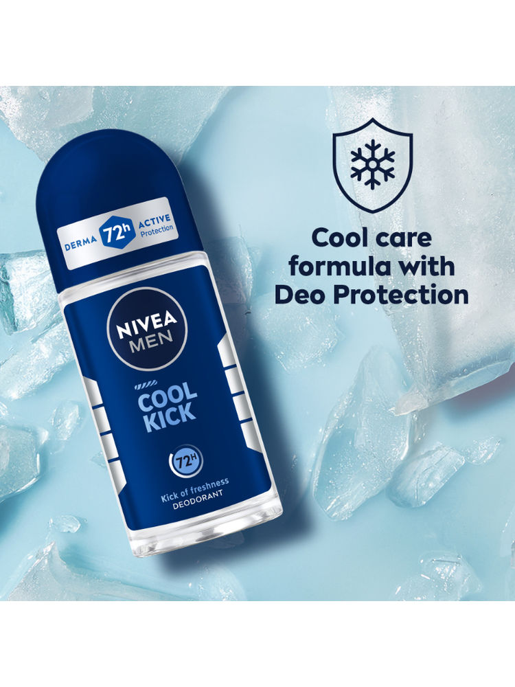 NIVEA Men Deodorant Roll On, Cool Kick, 48h Long lasting Freshness