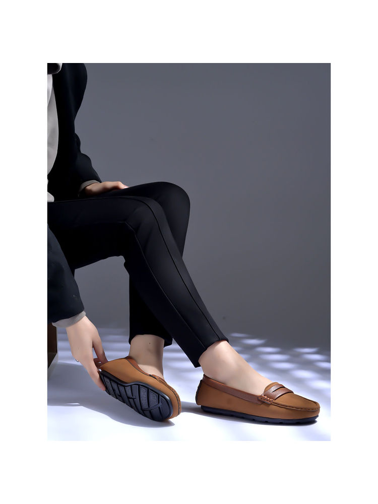 Shoetopia Upper Suede Detailed Tan Loafers for Women