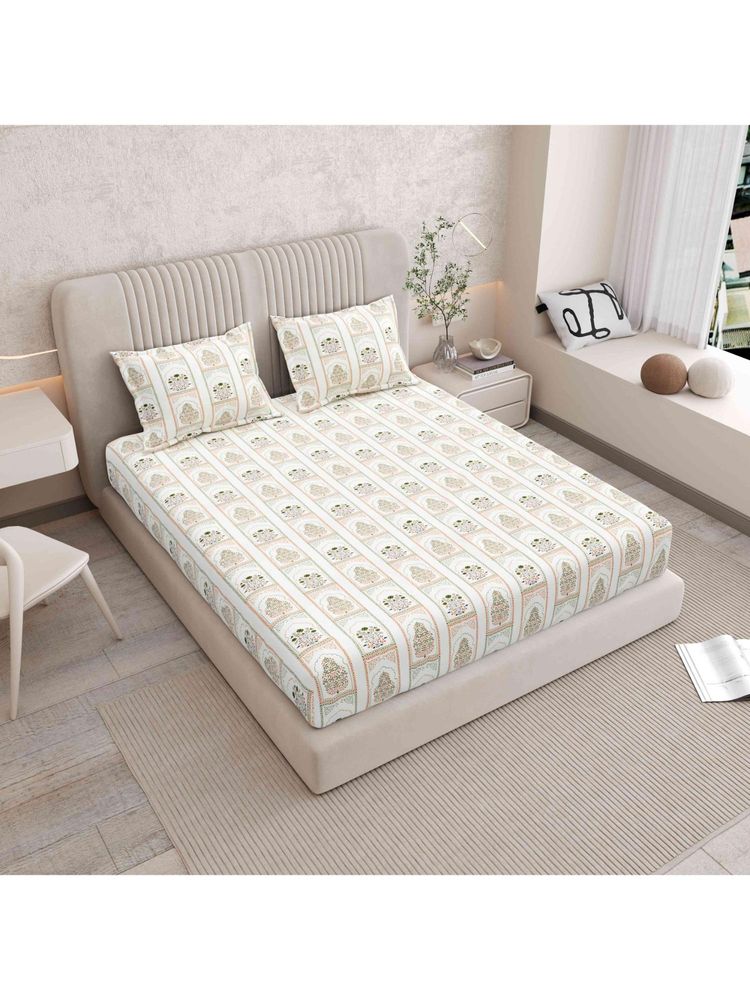 Indra's Pure 100% Cotton 160Tc Super King Size Bedsheet With 2 Pillow Covers-picture-10