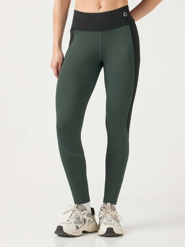 Technosport Women Green Colorblock Slim Fit Sports Tights-picture-19