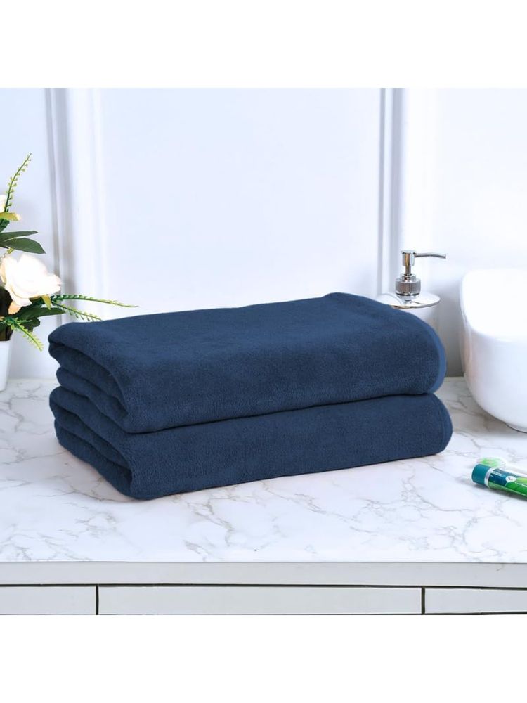Black Gold Microfiber Bath Towels Super Absorbent Plain Navy Blue (Pack Of 2)-image-41