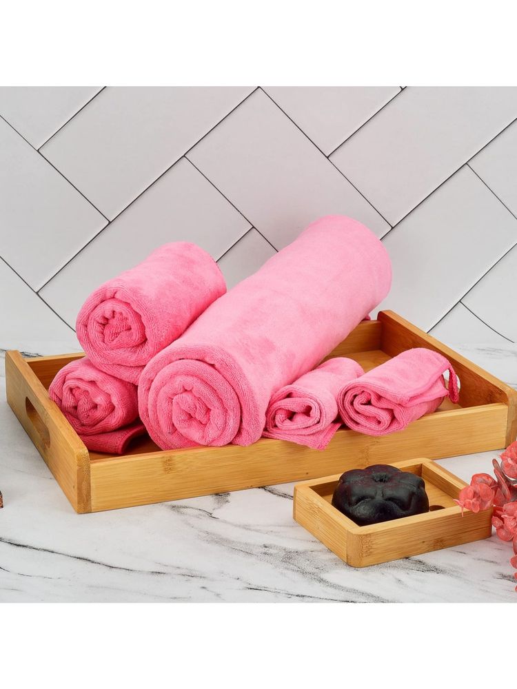 Black Gold Microfiber Bath Towel, Hand Towels & Washcloth Combo Gift Set Plain Pink-picture-43