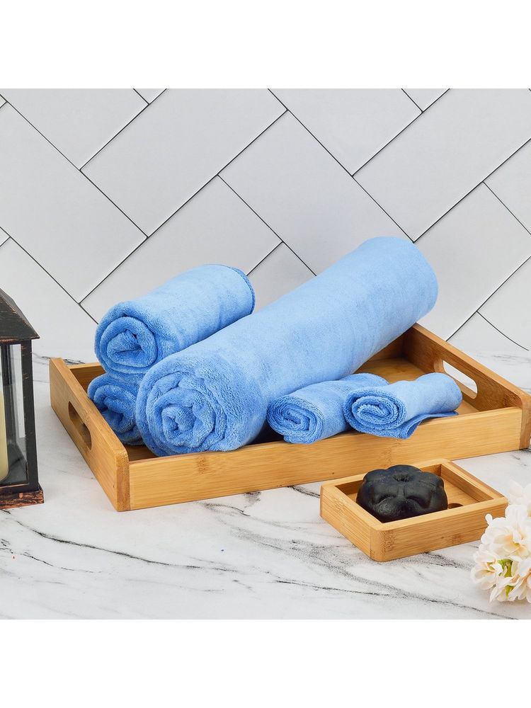 Black Gold Bath Towel, Hand Towels & Washcloth Combo Gift Set Plain Sky Blue-image-19