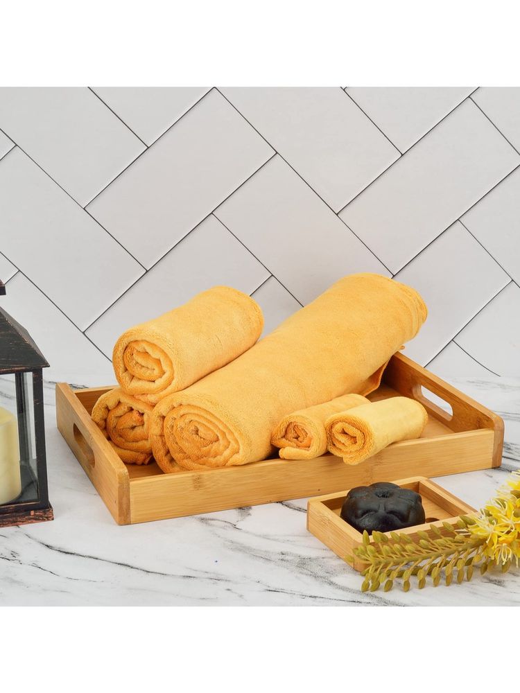 Black Gold Microfiber Bath Towel, Hand Towels & Washcloth Combo Gift Set Plain Yellow-picture-13