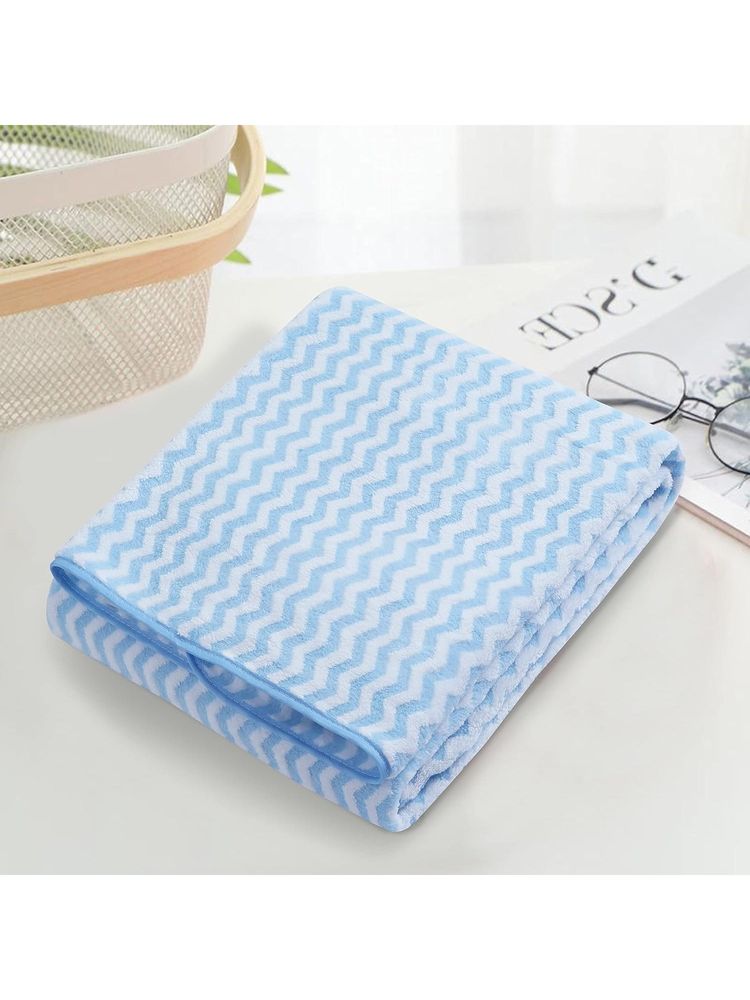Black Gold Microfiber Zigzag Bath Towel Ultra Soft, Quick Dry & Highly Absorbent Blue-picture-20
