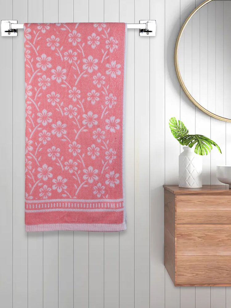 FABINALIV Pink Floral 300 Gsm Cotton Bath Towel-image-28