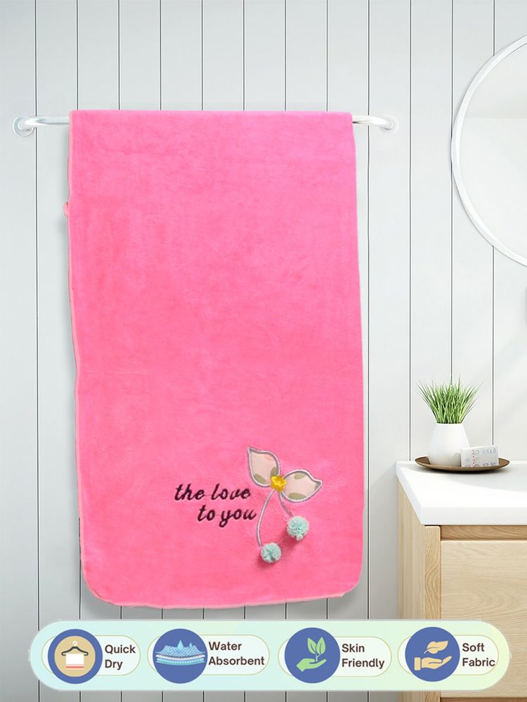 FABINALIV Pink Solid 420 Gsm Cotton Bath Towel-image-24