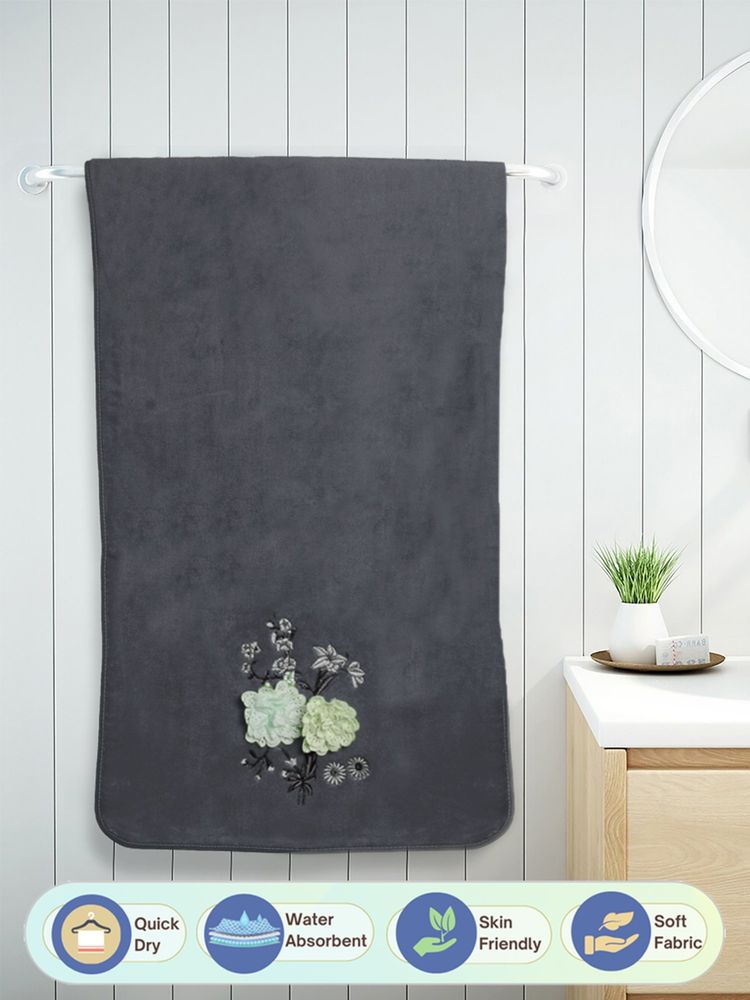 FABINALIV Grey Solid 420 Gsm Cotton Bath Towel-image-34
