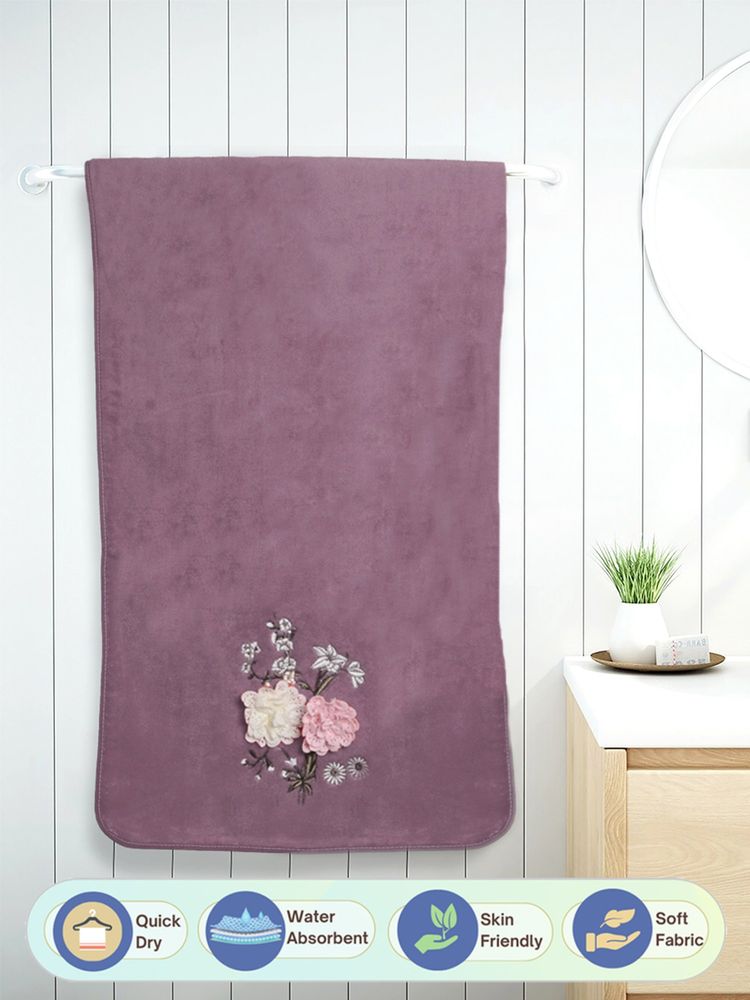 FABINALIV Purple Solid 420 Gsm Cotton Bath Towel-image-8