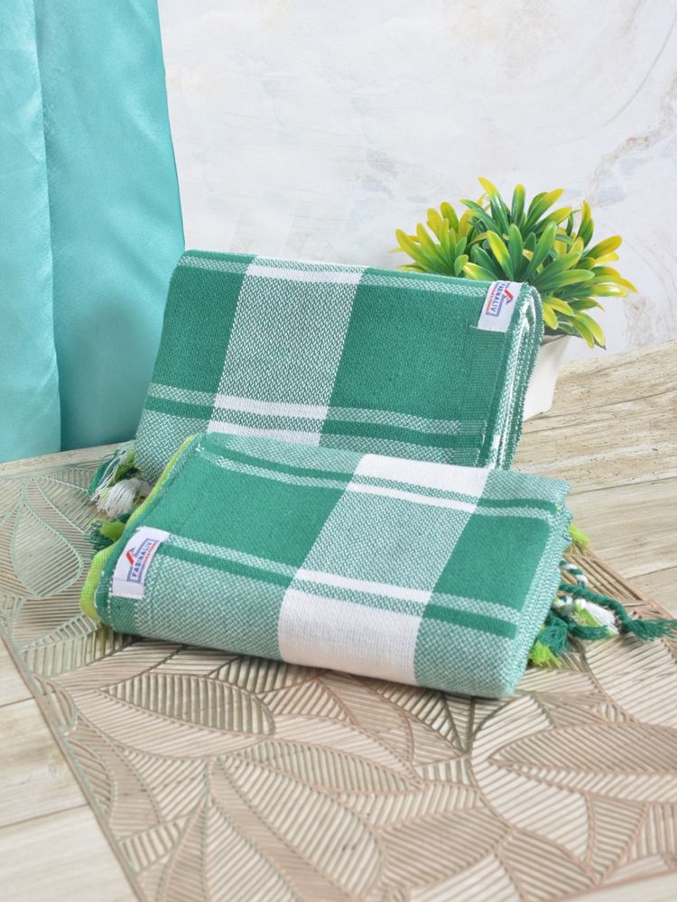FABINALIV Green Striped 225 Gsm 100% Cotton Bath Towel (Pack of 2)-image-40
