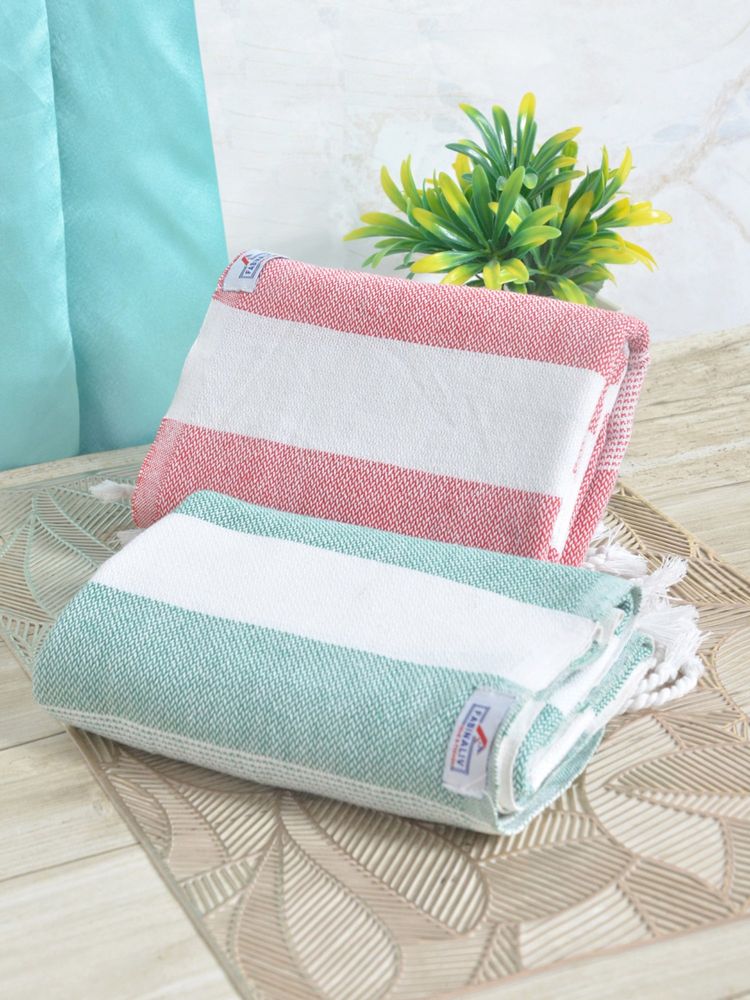 FABINALIV Multicolor Striped 225 Gsm 100% Cotton Bath Towel (Pack of 2)-picture-27
