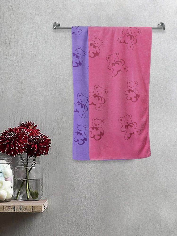 FABINALIV Multicolor Cartoon Print Cotton Kids Bath Towels (Pack of 2)-image-43