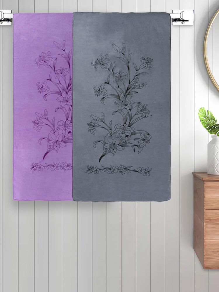 FABINALIV Multicolor Floral 300 Gsm Cotton Kids Bath Towels (Pack of 2)-image-39