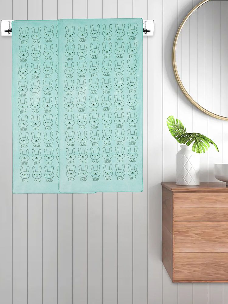FABINALIV Green Cartoon 300 Gsm Cotton Kids Bath Towels (Pack of 2)-image-48